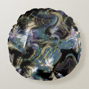 Marmorfische, Fische, Marmor, Leder, Seefische, Rundes Kissen