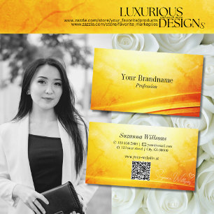 Marmorgelbes orangefarbenes Dekor mit QR-Code Visitenkarte