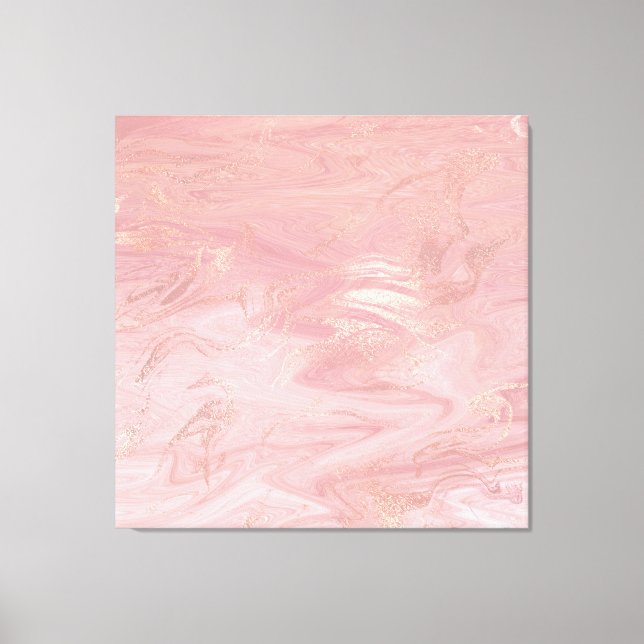 Marmorgestein Molten Gold Abstrakt Rosa Rose Gold Leinwanddruck (Vorderseite)