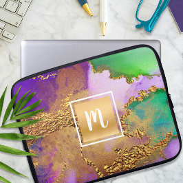 Marmorgold lila Aquarellgold Laptopschutzhülle
