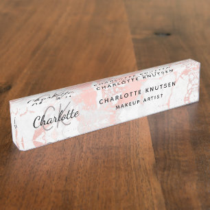 Marmorgold Rose Monogramm modern beruflich Namensplakette