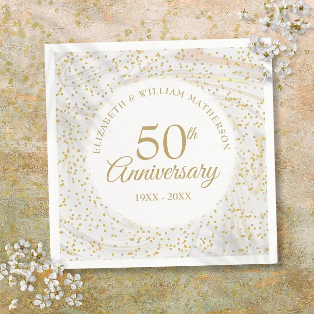 Marmorgoldust zum 50. Hochzeitstag Serviette (50th Wedding Anniversary Marble Gold Dust Napkins)