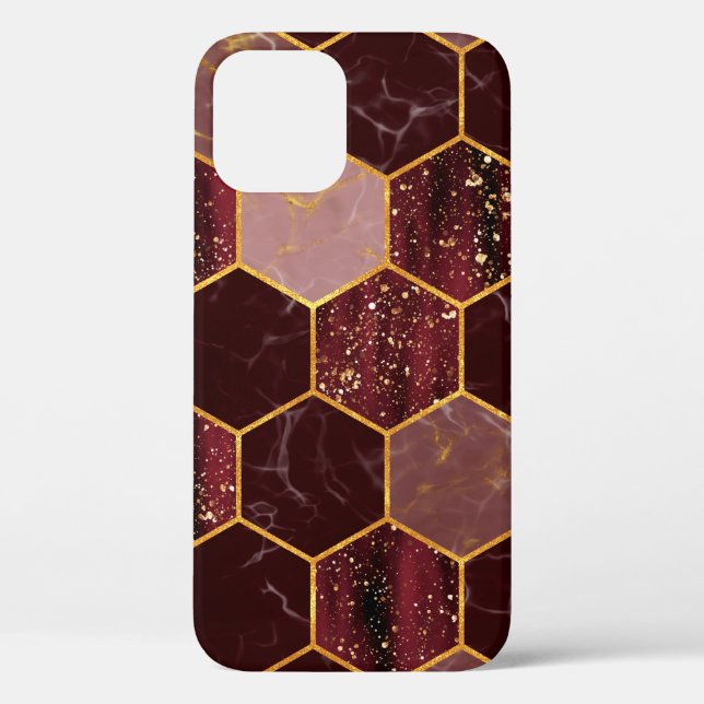 Marmorhexagon nahtlose Textur mit Gold Case-Mate iPhone Hülle (Rückseite)