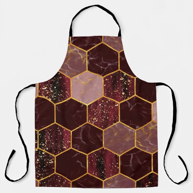 Marmorhexagon nahtlose Textur mit Gold Schürze (Vorderseite)