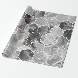 Marmorhexagon nahtlose Textur mit Goldmuster Geschenkpapier
