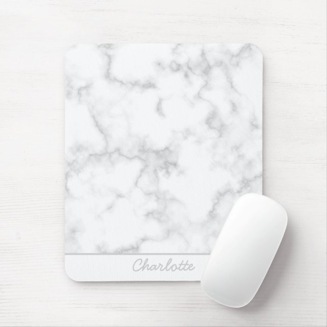 Marmorhintergrund grau auf weißem personalisiertem mousepad (Mit Mouse)