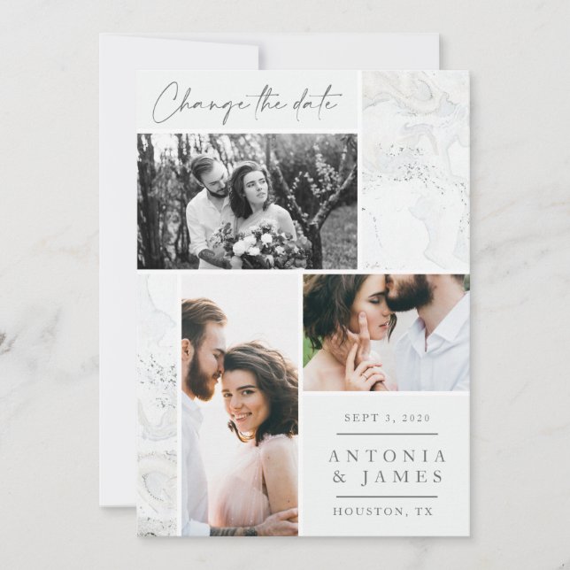 Marmorhochzeitwechsel Save The Date (Vorderseite)