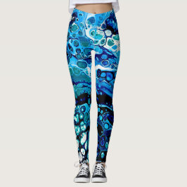 Marmorierte Abstrakte blaue Flüssig-Wasser-Legging Leggings