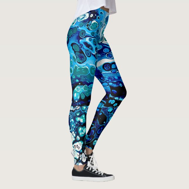 Marmorierte Abstrakte blaue Flüssig-Wasser-Legging Leggings (Rechts)