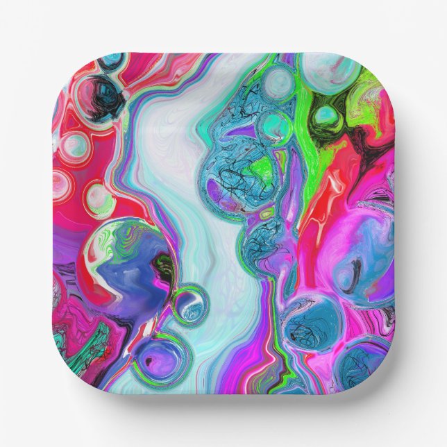 Marmorierte Farbluftigkeit Kunst Pappteller (Vorderseite)