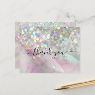 Marmorierte holografische Glitter Alkohol Tinte Da Postkarte
