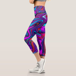 Marmorierte Magenta, Abstrakte Kunst in Blau und R Capri Leggings