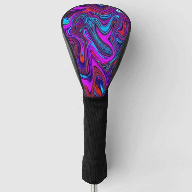 Marmorierte Magenta, Abstrakte Kunst in Blau und R Golf Headcover (Vorderseite)