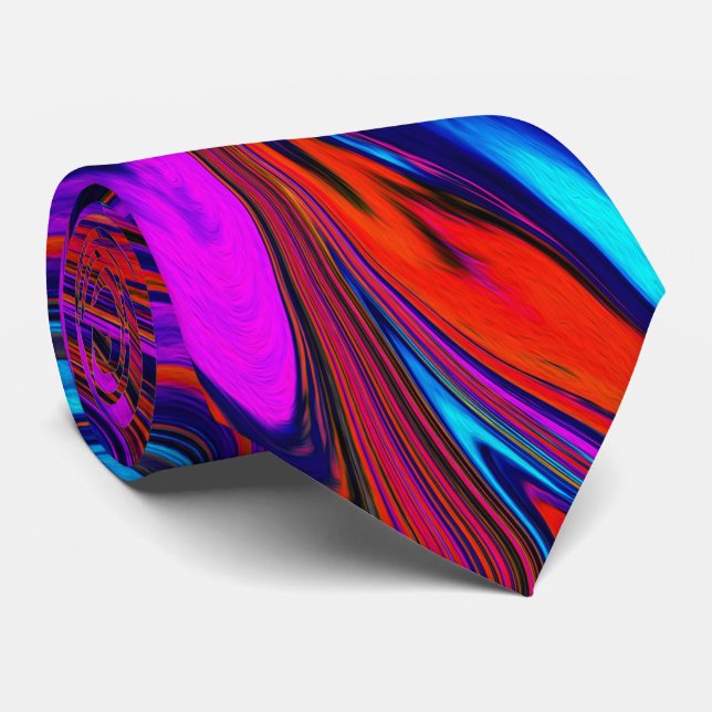 Marmorierte Magenta, Abstrakte Kunst in Blau und R Krawatte (Gerollt)