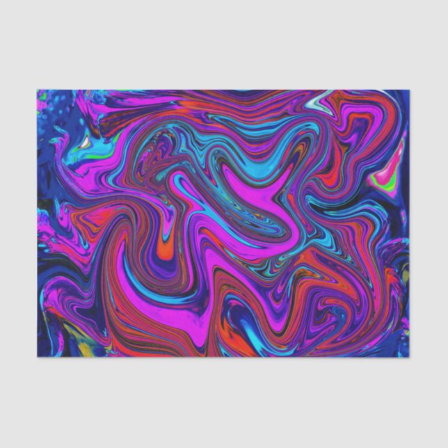 Marmorierte Magenta, Abstrakte Kunst in Blau und R Seidenpapier (Vorderseite)