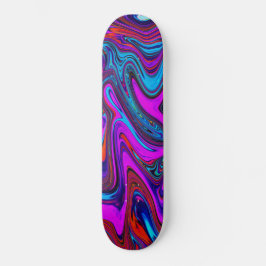 Marmorierte Magenta, Abstrakte Kunst in Blau und R Skateboard