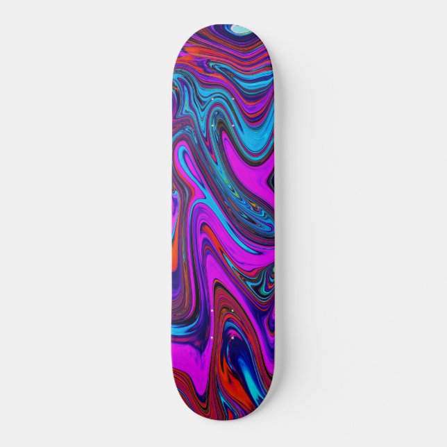 Marmorierte Magenta, Abstrakte Kunst in Blau und R Skateboard (Vorderseite)