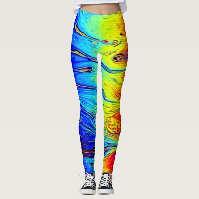 Marmorierte Regenbogen-Leggings hell und schön Leggings (Vorderseite)