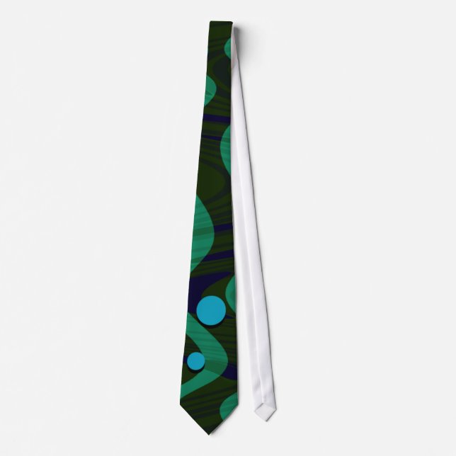 Marmorierte Retro Blue Green Dot Wave Krawatte (Vorderseite)
