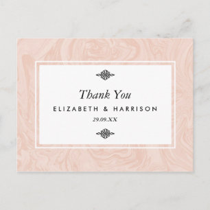 Marmorierte Rose Elegant Vintage Wedding Danke Postkarte
