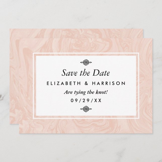 Marmorierte Rose Elegante Hochzeit Save the Date (Vorne/Hinten)