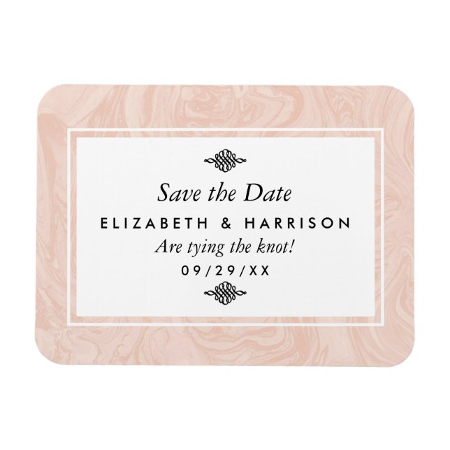 Marmorierte Rose Elegante Hochzeit Save the Date Magnet (Horizontal)