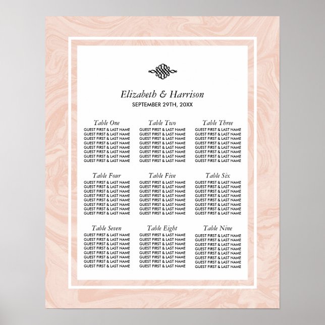 Marmorierte Rose Elegantes Hochzeitsszenario Poster (Vorne)
