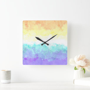 Marmorierte Swirly-Boho-Abstract-Genderfaun-Pride- Quadratische Wanduhr