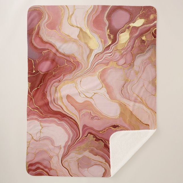 Marmorierte Terracotta und Gold Sherpa Blanket Sherpadecke (Vorderseite)