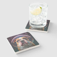 Marmorierter Untersetzer mit quadratischen Bulldog