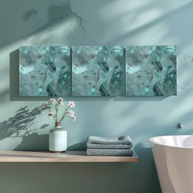 Marmoriertes abstraktes Muster in dunklem Teal ID7 Fliese (Von Creator hochgeladen)
