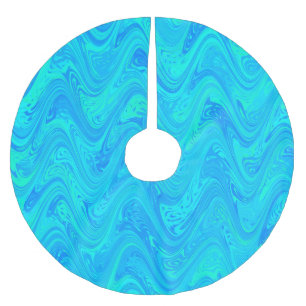 Marmoriertes Blau Grün Muster Polyester Weihnachtsbaumdecke