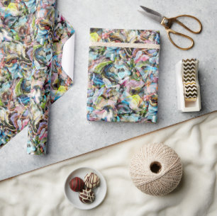 Marmoriertes Blau Rosa Limettengrün Schwarzes Kuns Geschenkpapier