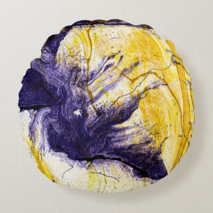Marmoriertes Papier: Helle Acryl-Kunst Rundes Kissen