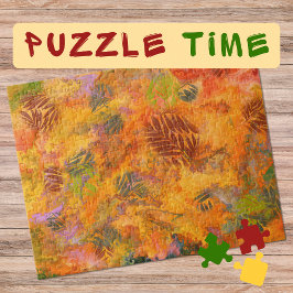 Marmorierung Herbstblätter im Oktober - schwierig Puzzle