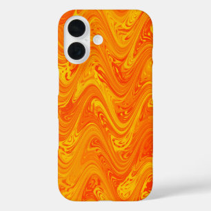 Marmorierung Orange Gelb Rot Muster iPhone 16 Hülle