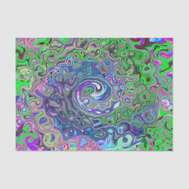 Marmorkalkgrün und Lila Abstrakter Retrowirbel Seidenpapier (Vorderseite)