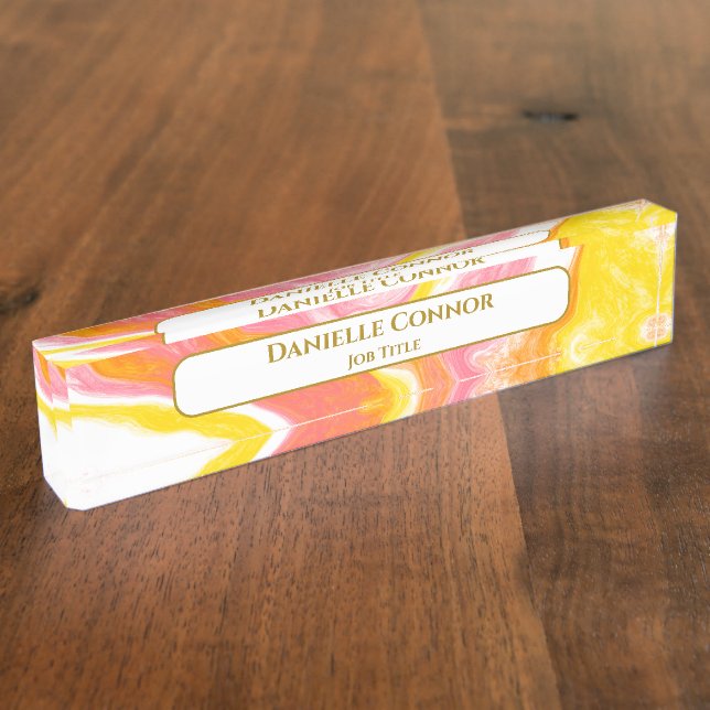 Marmorklasse Moderne Personalisiert Namensplakette (Seite)