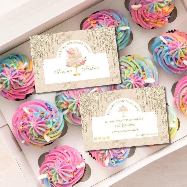 Marmorkuchen Bäckerei Koch Elfenbeingold Visitenkarte (Von Creator hochgeladen)