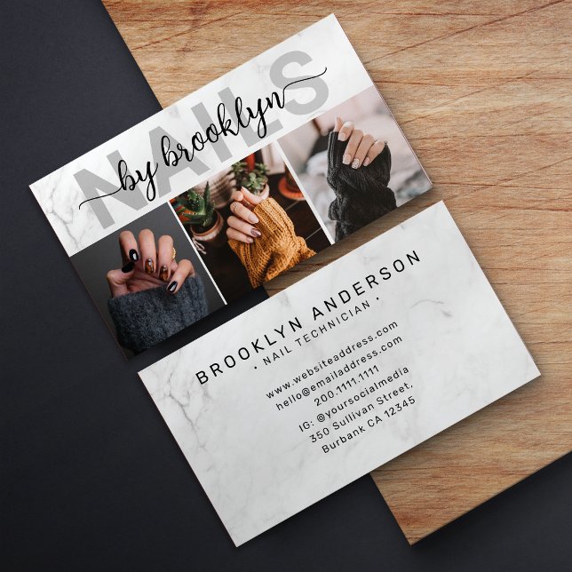 Marmorkunst Foto Typografie Nail Artist Visitenkarte (Von Creator hochgeladen)
