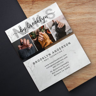 Marmorkunst Foto Typografie Nail Artist Visitenkarte