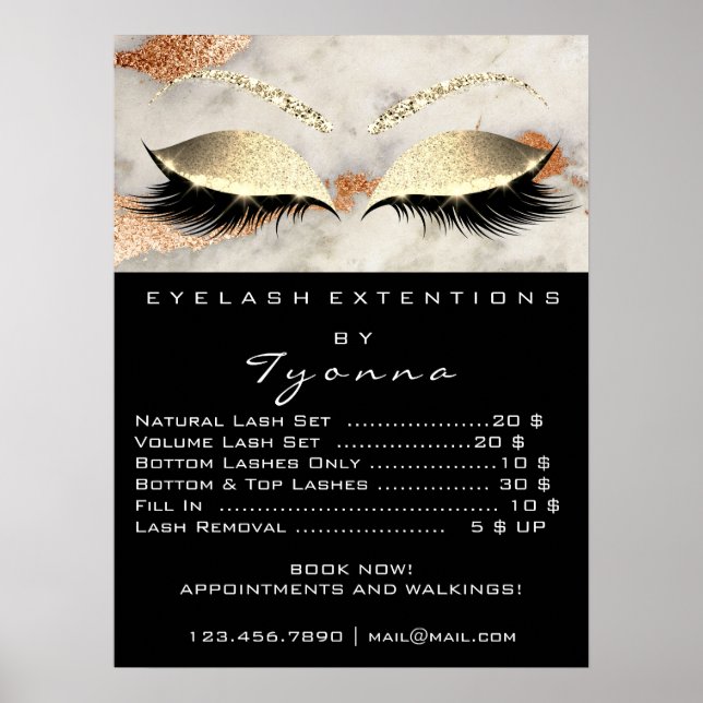 Marmorkupfergraue Makeup Augen Lashes Preise Poster (Vorne)