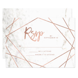Marmorlook und Imitate Rose Goldene geometrische U RSVP Karte