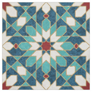 Marmormarmor, marokkanisches Mosaik, Aquamarin Stoff