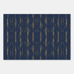 Marmormetall Gold Pinstripes gegen Navy Blue Geschenkpapier Set