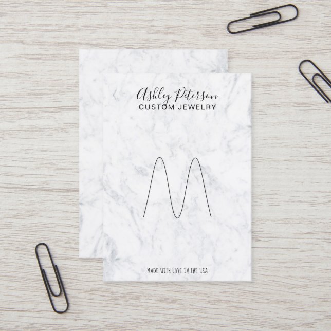 Marmorminimalistisches elegantes Schmuckring-Displ Visitenkarte (Vorderseite/Rückseite Beispiel)