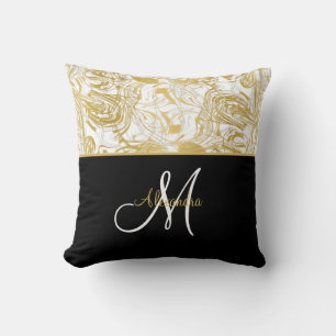 Marmormonogramm Gold White Black Kissen