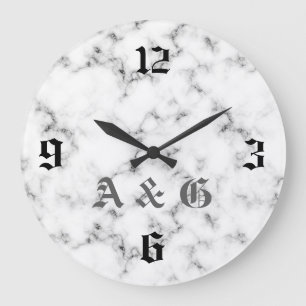 Marmormonogramm Große Wanduhr