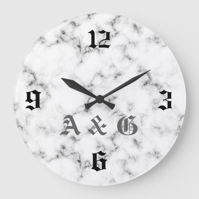 Marmormonogramm Große Wanduhr (Vorderseite)
