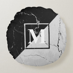 Marmormonogramm Rundes Kissen